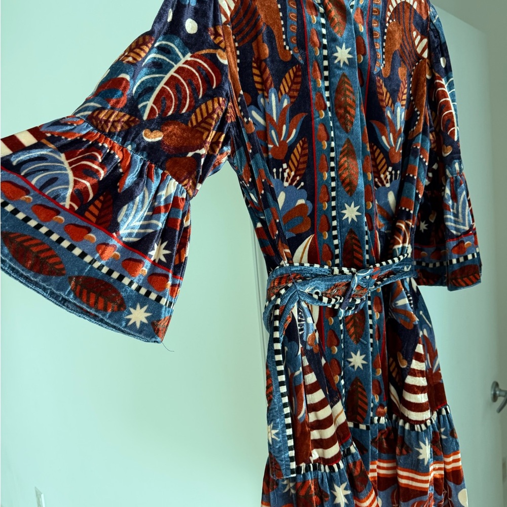 FARM Rio Blue and Brown Mini Dress